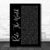 Take That Rule The World Black Script Song Lyric Music Wall Art Print