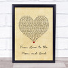 Willie Nelson ft. Dolly Parton From Here to the Moon and Back Vintage Heart Song Lyric Quote Music Print