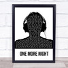 Phil Collins One More Night Black & White Man Headphones Song Lyric Quote Music Print