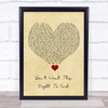 Luke Bryan Don't Want This Night To End Vintage Heart Song Lyric Quote Music Print