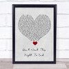 Luke Bryan Don't Want This Night To End Grey Heart Song Lyric Quote Music Print