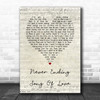 New Seekers Never ending song of love Script Heart Song Lyric Quote Music Print