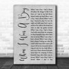 Jeff Lynne's ELO When I Was A Boy Grey Rustic Script Song Lyric Quote Music Print