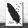 Darren Hayes Alive Black & White Feather & Birds Song Lyric Quote Music Print