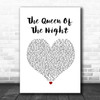Whitney Houston The Queen Of The Night White Heart Song Lyric Quote Music Print