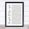 The Pogues Fairytale Of New York White Script Song Lyric Quote Music Print