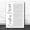 Billie Eilish Everything I Wanted White Script Song Lyric Quote Music Print