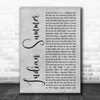 Stereophonics Indian Summer Grey Rustic Script Song Lyric Quote Music Print