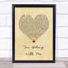 Taylor Swift You Belong With Me Vintage Heart Song Lyric Quote Music Print