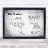 Oasis She Is Love Man Lady Couple Grey Song Lyric Quote Music Print