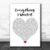 Billie Eilish Everything I Wanted White Heart Song Lyric Quote Music Print