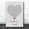 Billie Eilish Everything I Wanted Grey Heart Song Lyric Quote Music Print