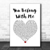 Taylor Swift You Belong With Me White Heart Song Lyric Quote Music Print