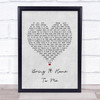 Sam Cooke Bring It Home To Me Grey Heart Song Lyric Quote Music Print
