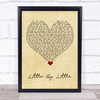 Oasis Little By Little Vintage Heart Song Lyric Quote Music Print
