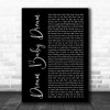 Bruce Springsteen Dream Baby Dream Black Script Song Lyric Quote Music Print