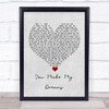 Alex Francis You Make My Dreams Grey Heart Song Lyric Quote Music Print