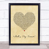 Rihanna feat. Drake What's My Name Vintage Heart Song Lyric Quote Music Print