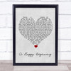 Jennifer Morrison A Happy Beginning Grey Heart Song Lyric Quote Music Print