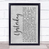 The Beatles Yesterday Grey Rustic Script Song Lyric Quote Music Print