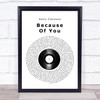 Kelly Clarkson Because Of You Vinyl Record Song Lyric Quote Music Print