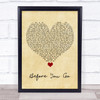 Lewis Capaldi Before You Go Vintage Heart Song Lyric Quote Music Print