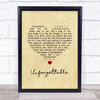 Nat King Cole Unforgettable Vintage Heart Song Lyric Quote Music Print