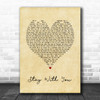 John Legend Stay With You Vintage Heart Song Lyric Quote Music Print