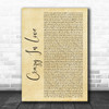 Beyonce Crazy In Love Rustic Script Song Lyric Quote Music Print
