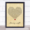 Ash Shining Light Vintage Heart Song Lyric Quote Music Print