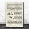 Celine Dion & Frank Sinatra All The Way Vintage Script Song Lyric Quote Music Print