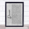 Ozzy Osbourne Dreamer Grey Rustic Script Song Lyric Quote Music Print