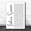 Stereophonics Indian Summer White Script Song Lyric Quote Music Print
