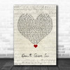 Snow Patrol Don't Give In Script Heart Song Lyric Quote Music Print