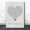 The Beatles P.S. I Love You Grey Heart Song Lyric Quote Music Print