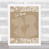 The Script I'm Yours Burlap & Lace Song Lyric Music Wall Art Print