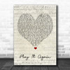 Luke Bryan Play It Again Script Heart Song Lyric Quote Music Print