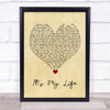 Bon Jovi It's My Life Vintage Heart Song Lyric Quote Music Print