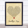 Kasabian Goodbye Kiss Vintage Heart Song Lyric Quote Music Print