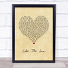 RyanDan Like The Sun Vintage Heart Song Lyric Quote Music Print