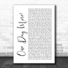 Les Miserables Cast One Day More White Script Song Lyric Quote Music Print