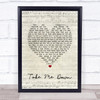 The Pretty Reckless Take Me Down Script Heart Song Lyric Quote Music Print