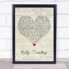 The Rolling Stones Ruby Tuesday Script Heart Song Lyric Quote Music Print