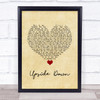 Jack Johnson Upside Down Vintage Heart Song Lyric Quote Music Print