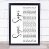 The Archies Sugar, Sugar White Script Song Lyric Quote Music Print