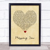 The Vamps Missing You Vintage Heart Song Lyric Quote Music Print