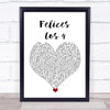 Maluma Felices Los 4 White Heart Song Lyric Quote Music Print