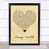 Aslan Crazy World Vintage Heart Song Lyric Quote Music Print