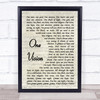 Queen One Vision Vintage Script Song Lyric Quote Music Print