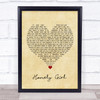UB40 Homely Girl Vintage Heart Song Lyric Quote Music Print